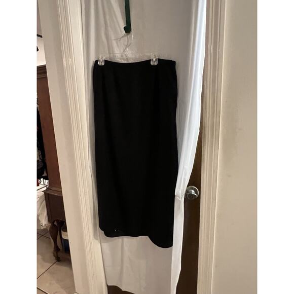 Katherine Kelly Black Irish Linen True Wrap Midi Skirt Floral Cutout Bottom 16 - Picture 5 of 8